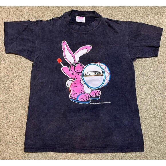 Vintage 1992 Energizer Bunny Tshirt Size Nothing Lasts Longer 2-Sided Tee Medium - Picture 1 of 3